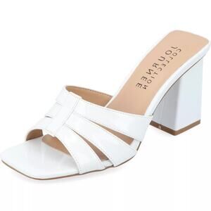 Journee Collection Women Ellington Block Heel Slide Sandals US 9 Off White